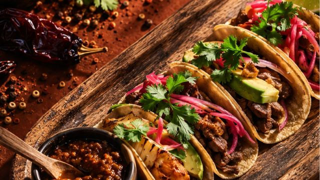 selection of four tacos, Mestiza Polanco